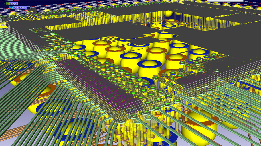 CR-8000 Design Force Flip chip with redistribution layers in native 3d - Chip Package Board