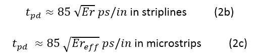 Formula - Calculating PCB signal speed on striplines and microstrips