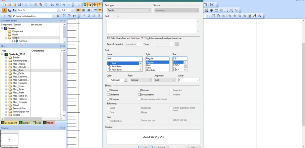 Screenshot of Zuken's E3.series software interface showcasing the general template symbols feature within the database editor, illustrating the process of creating and customizing electrical symbols for streamlined design workflows.