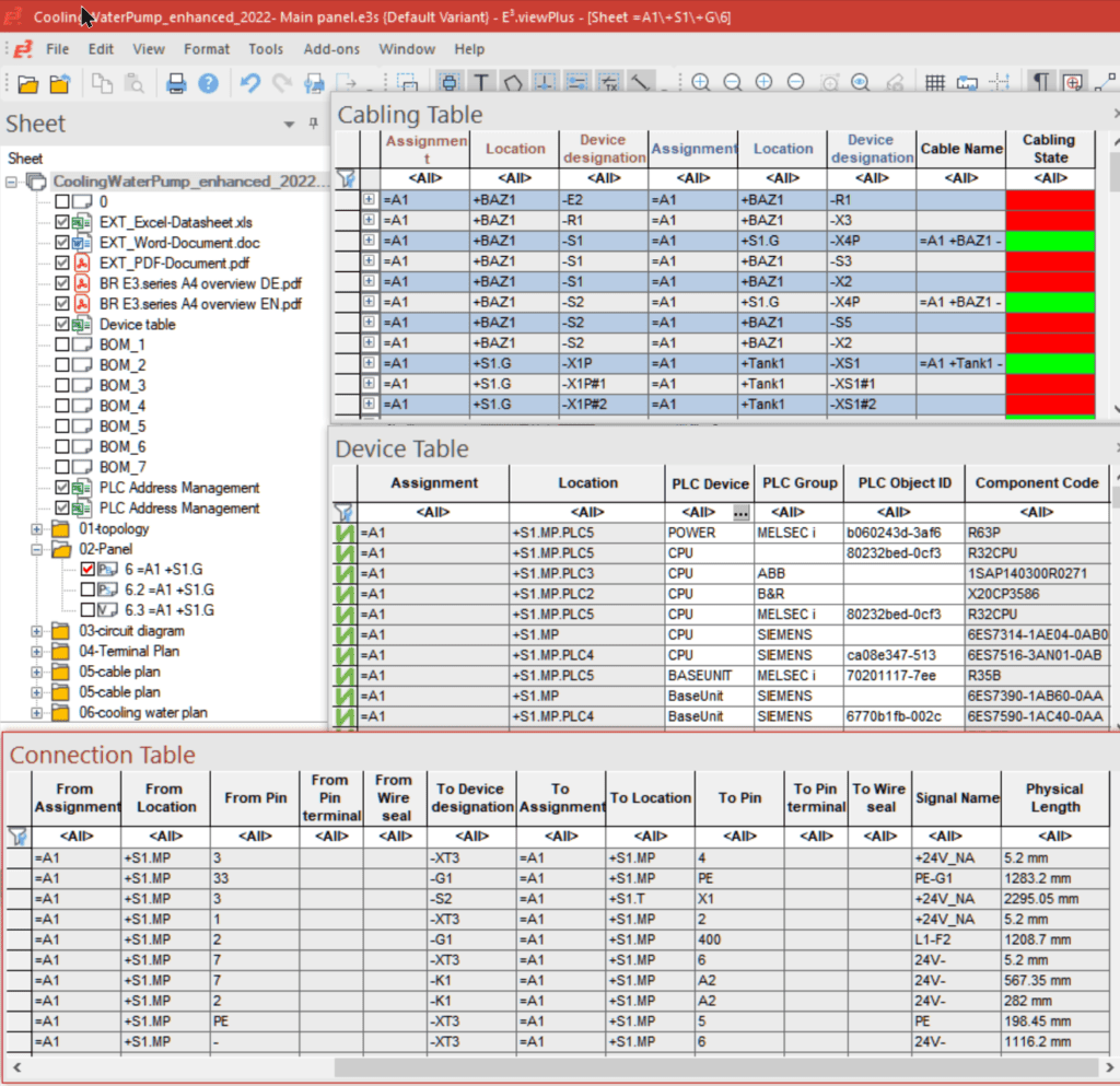 Bulk data tables in views - E3.series release 2022 width=