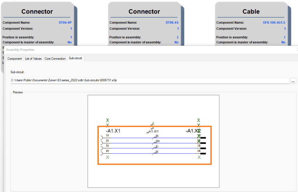 Assign sub-circuits - E3.series 2022 Release