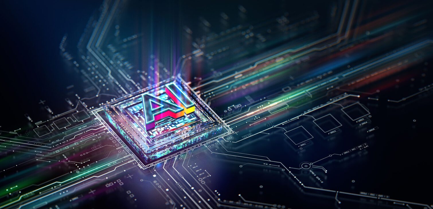 Dynamic representation of AI-driven PCB design, symbolizing the integration of artificial intelligence in printed circuit board technology.