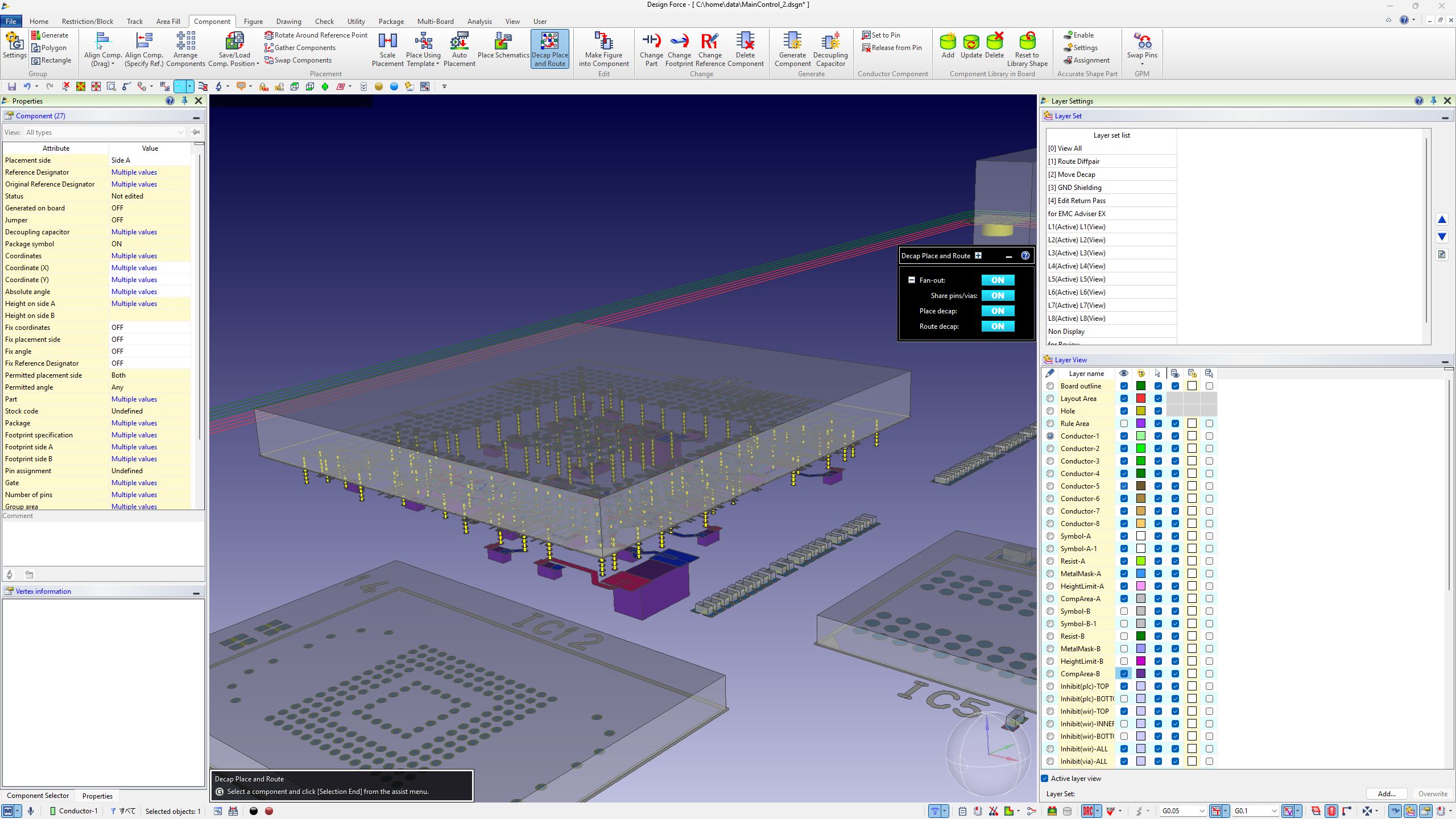 The placement and routing engine in Design Force leverages AI to assist with component positioning and path planning.