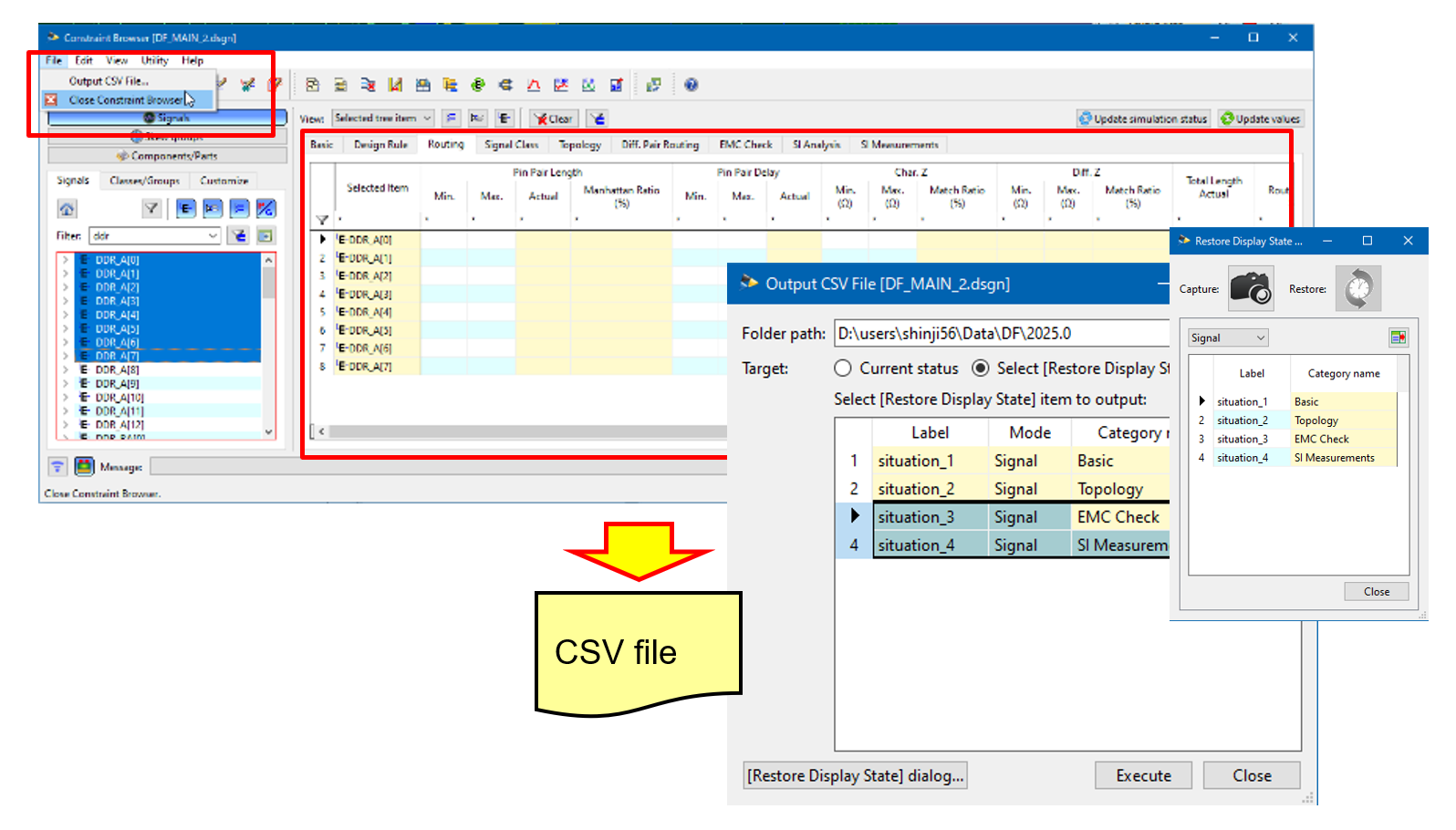 CSV-output