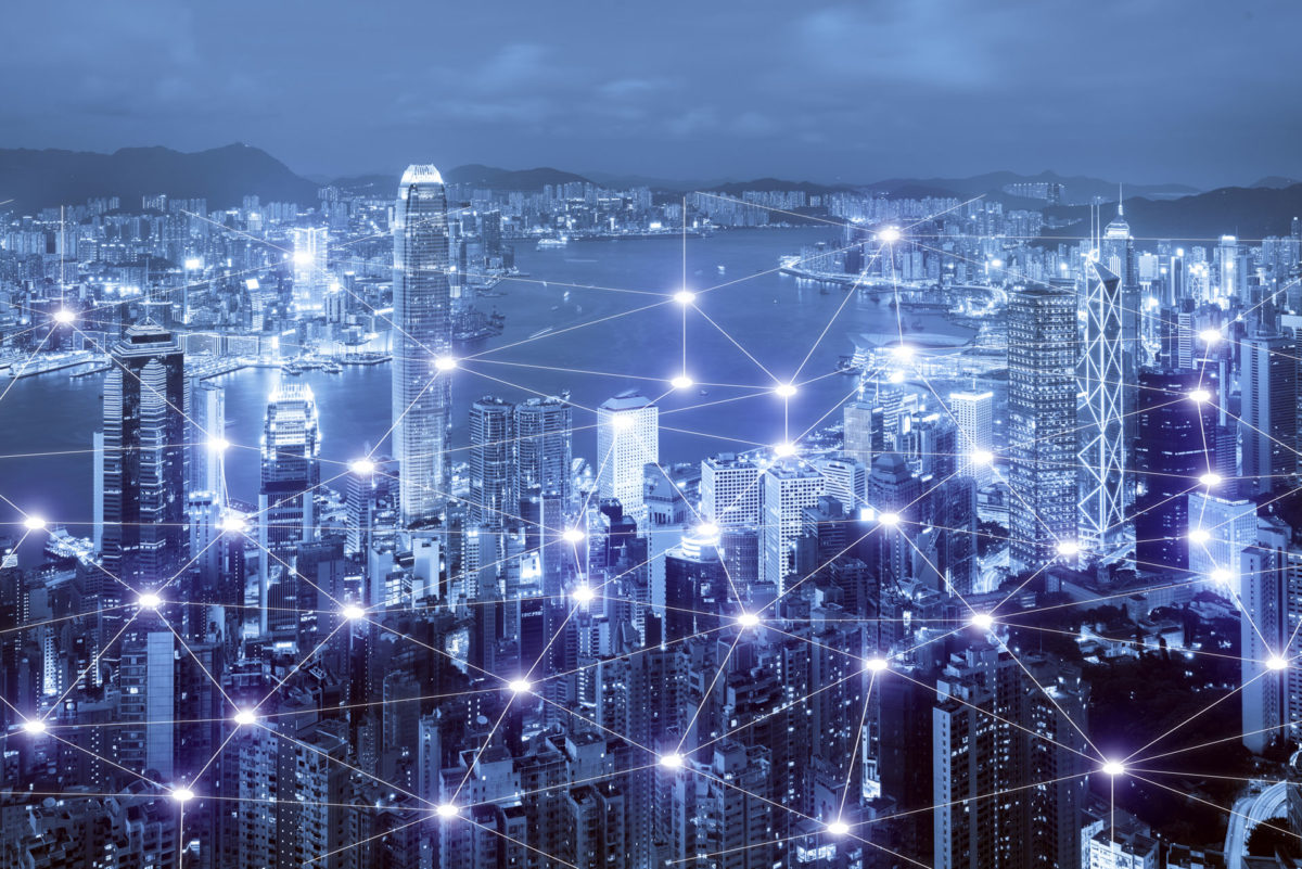 Network-business-connection-system-on-Hong-Kong-smart-city-scape-in-background