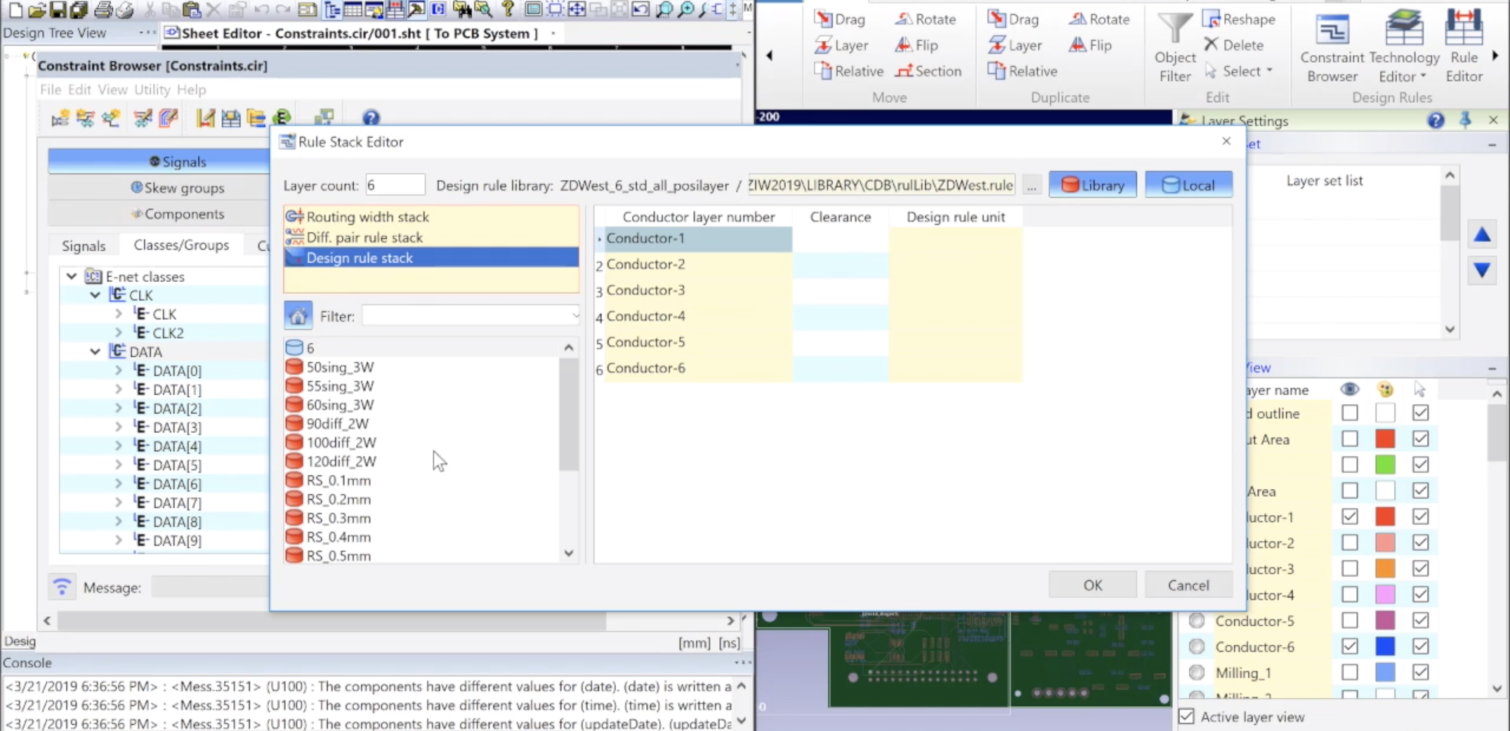 Setting Clearance Classes in Design Gateway