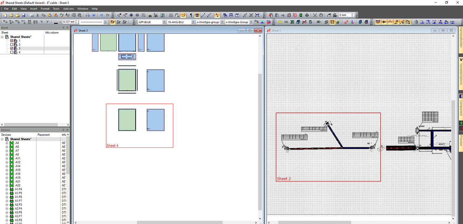 How to set up shared sheets or drawings in E3.series