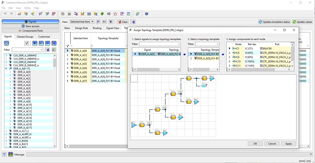 Topology template in CR-8000 Constraint Browser. Pre-Layout Analysis Phase for High-Speed Designs, Part 2. Zuken, Constraint-driven methodology