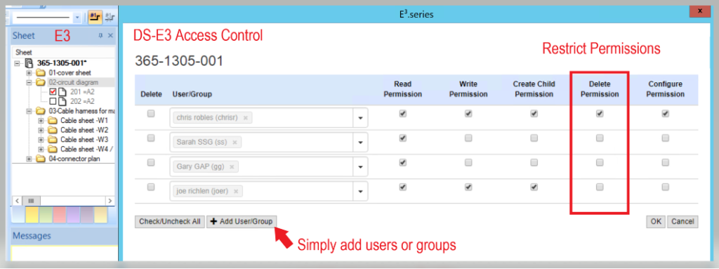 DS-E3 access control permissions are easily configured