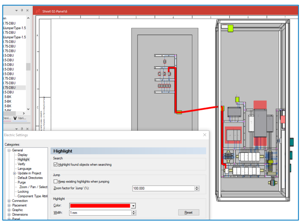 Highlight wire in 3D cabinet