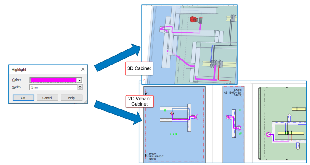 E3.series 2021 - Highlight wire routes in the project