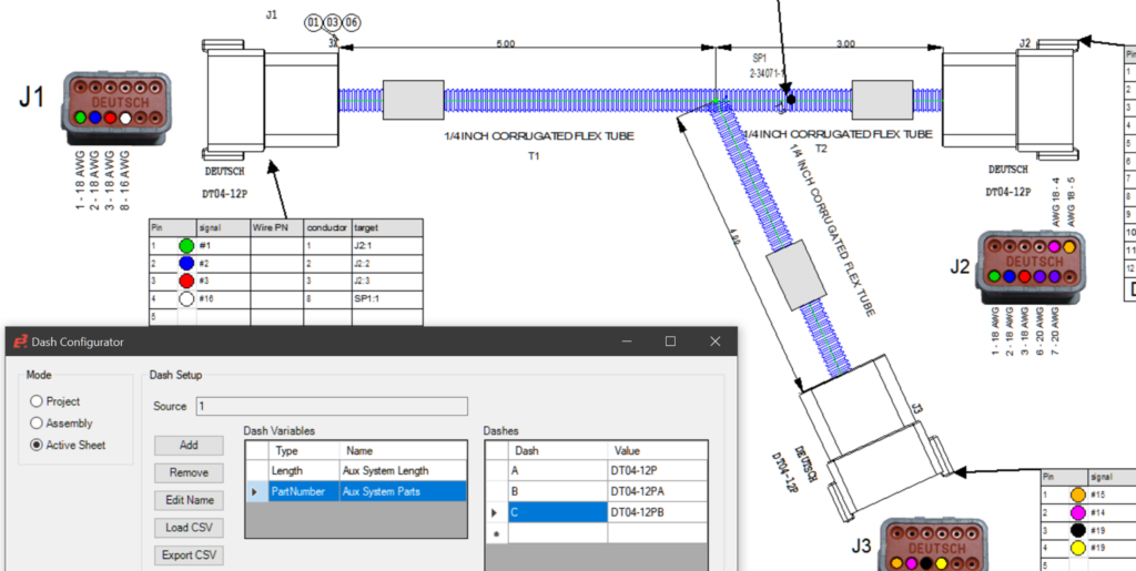 Dash numbers in Harness Builder 2021 for E3.series