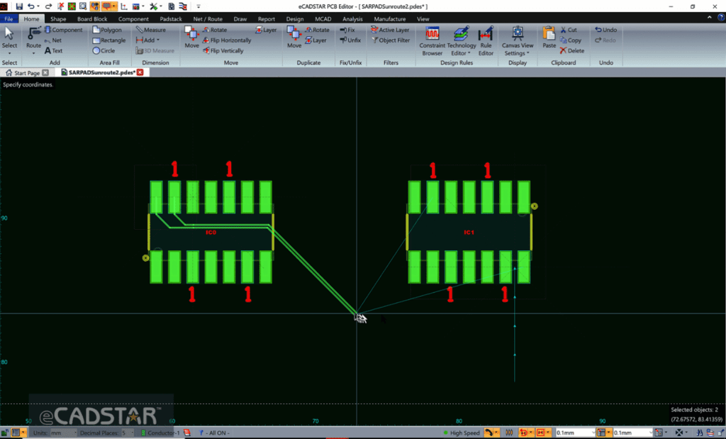 Routing of multi-pad footprint pads