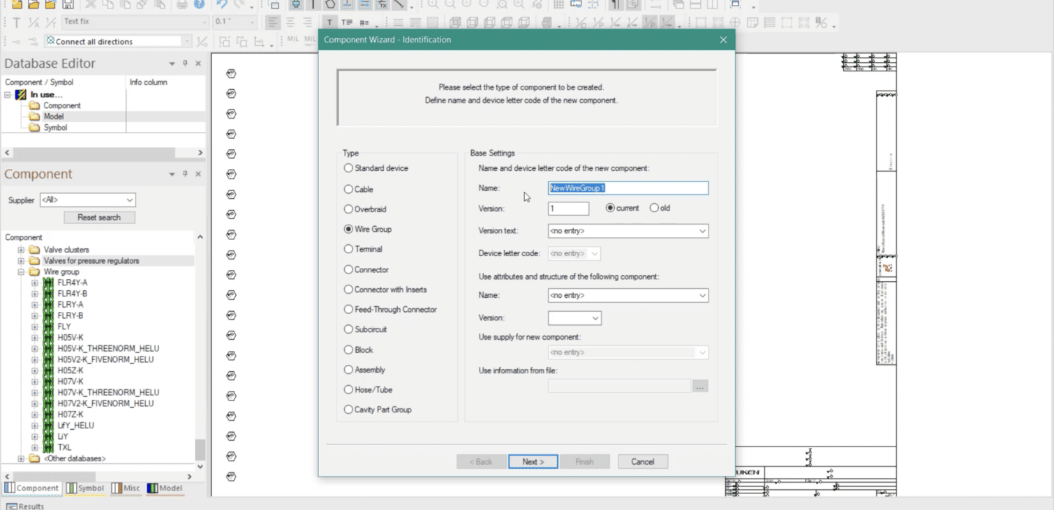 Creating Wire Groups in the Component Database