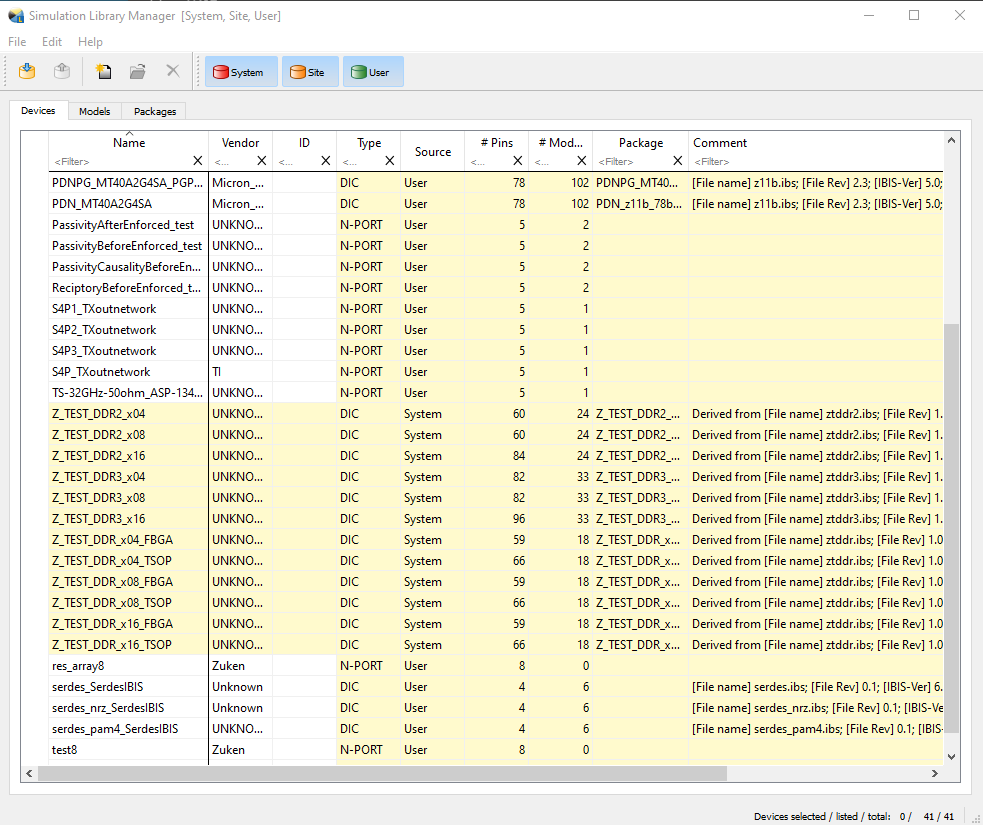 Simulation Library Manager Interface