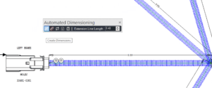 Automated dimension toolbar shown in an E3.series project.