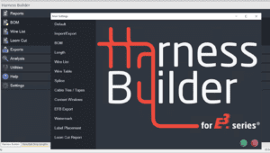 Harness Builder for E3.series user interface and settings dialog.