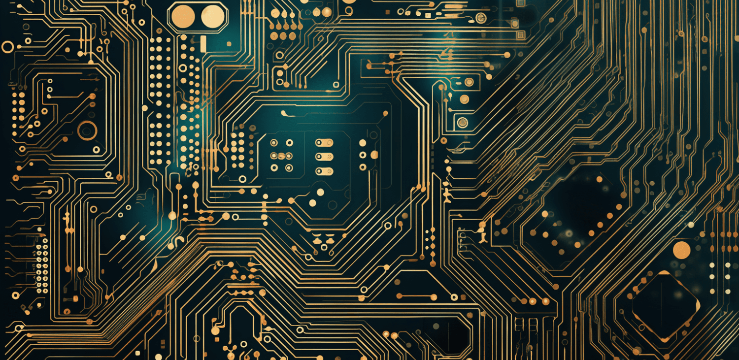 Requirements-aware design and optimization - an abstract illustration of a green and gold basic Printed Circuit Board