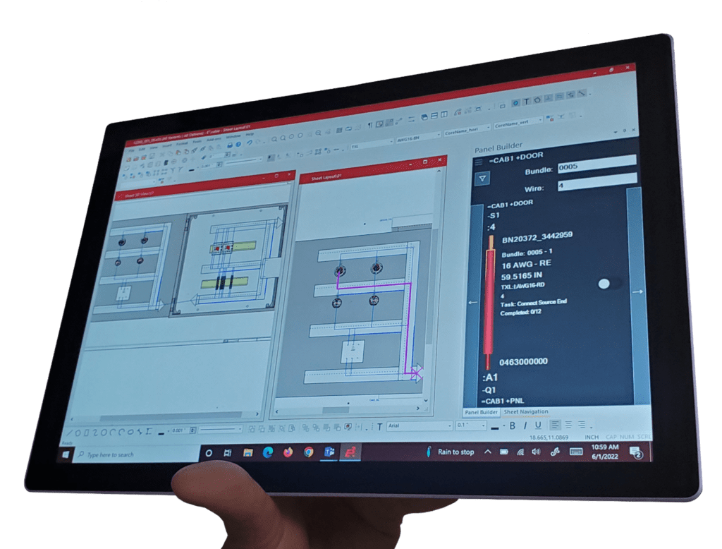 A picture of a tablet that has Wiring Tasks Manager on the display.