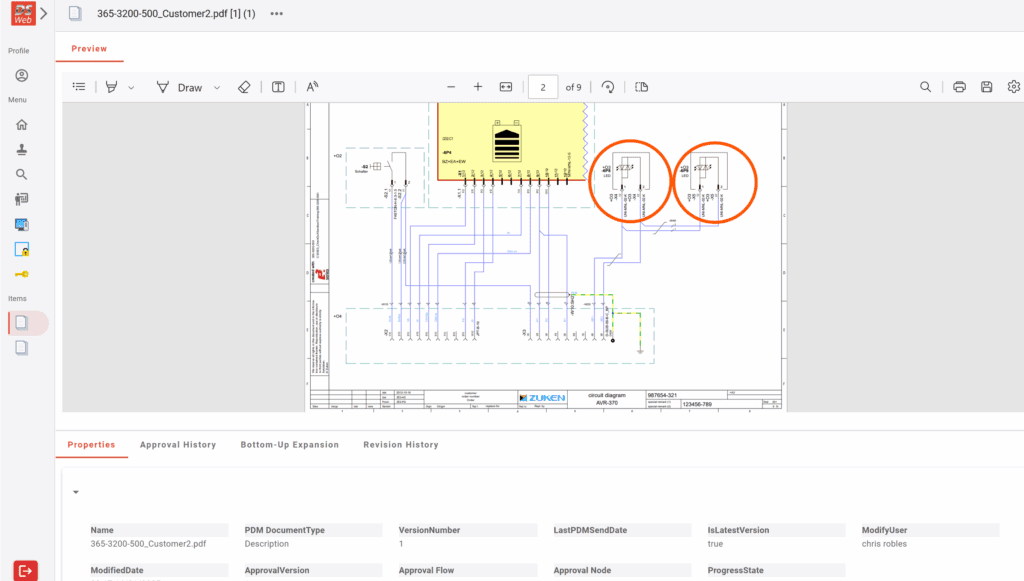 Side-by-side circuit diagrams labeled 'Product Configuration 1' and 'Product Configuration 2' shown in a DS-WEB PDF viewer.