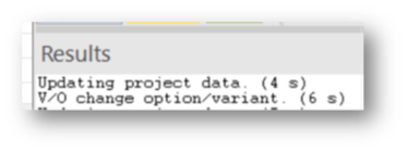 A screenshot of a loading time display with the heading “Results” and two tasks listed below. 