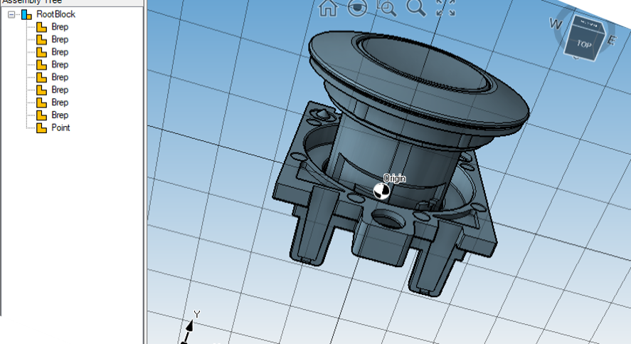 3D view of a component in the STEP Editor plugin with part hierarchy shown on the left.