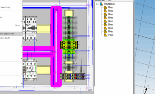 Screenshots of E3.series panel software and E3.StepEditor.