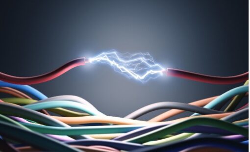 A pair of wires with electricity coming out of them