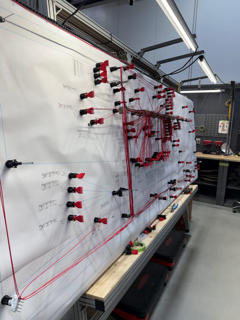 Close-up of Fat Truck wire harnesses and electrical connectors.